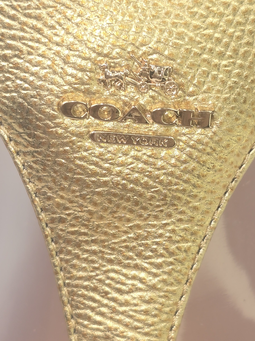 COACH CHEYANNE T-STRAP GOLD METALLIC SANDALS SMALL WEDGE HEEL WOMENS 9.5 - Picture 5 of 9